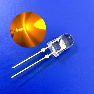 5mm Verkehrsgelb Farbe 595nm 12000mcd Gold Draht Rundkopf Nadel mit Stoppe
