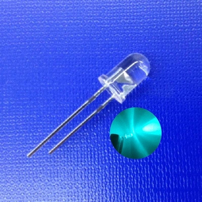 5mm Verkehrswarnlicht LED-Diode 45° 500nm Blau-Grün Farbe 15000mcd Runde Form klare Linse